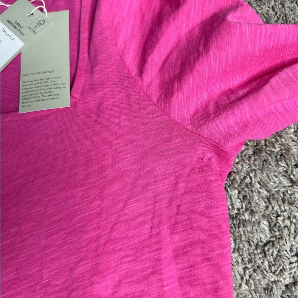 Boden hot pink long-sleeve top Small square neckline new casual Barbiecore bold - Picture 5 of 7